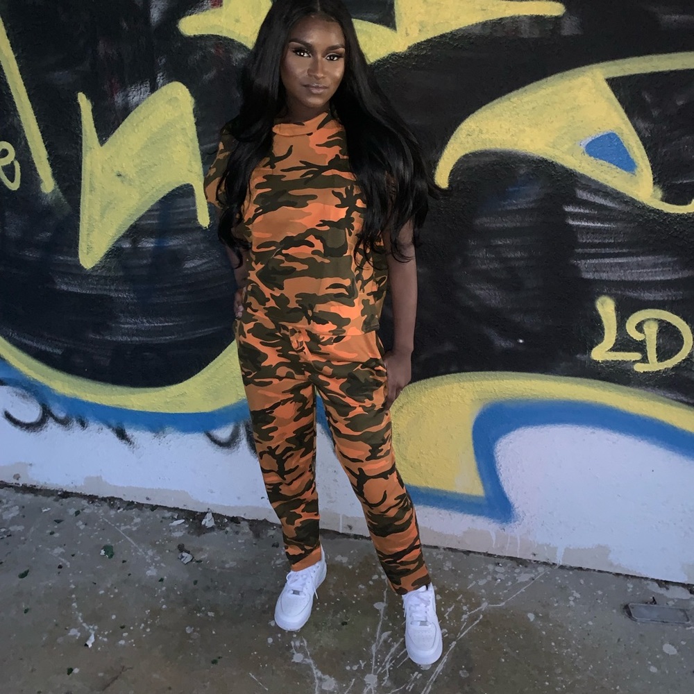 Orange Camo Jogger Set